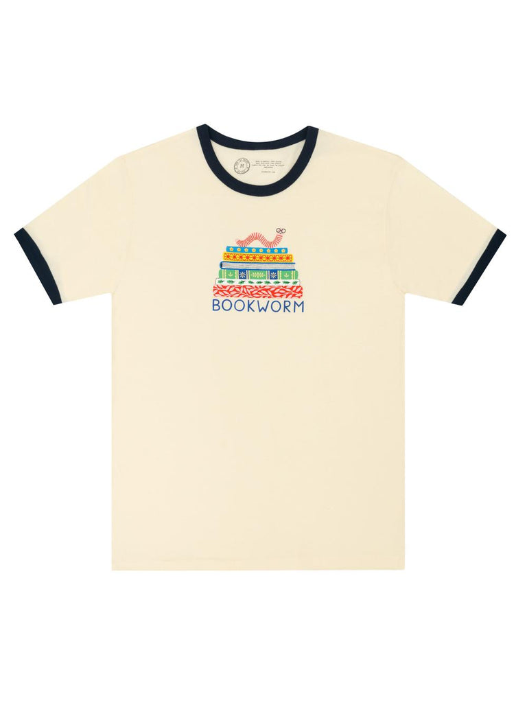 BOOKWORM UNISEX RINGER T-SHIRT X-LARGE