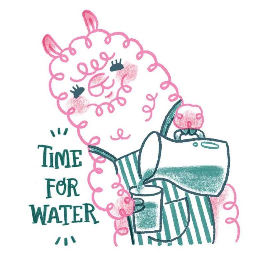 Alpaca Time for Water Reminder Sticker