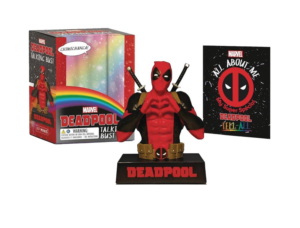 DEADPOOL TALKING BUST AND ILLUS BOOK CHIMICHANGA