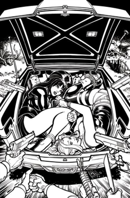 HARLEY QUINN X ELVIRA #2 CVR O INC 1:15 CHAD HARDIN LINE ART VIRGIN VAR 1:15 INCV