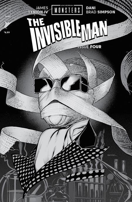 UNIVERSAL MONSTERS THE INVISIBLE MAN #4 CVR D INC 1:25 RYAN SOOK BW HORROR VAR OF 4 1:25 INCV