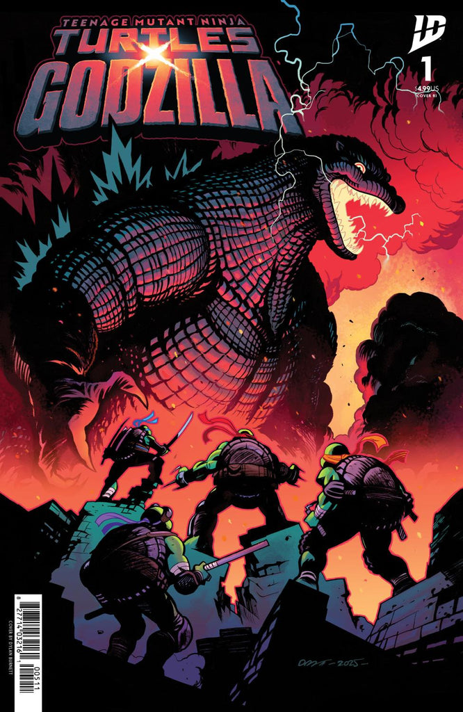 TEENAGE MUTANT NINJA TURTLES X GODZILLA #1 VAR RI 25 FOIL BURNETT CVR F 1:25 INCV 1:25 INCV