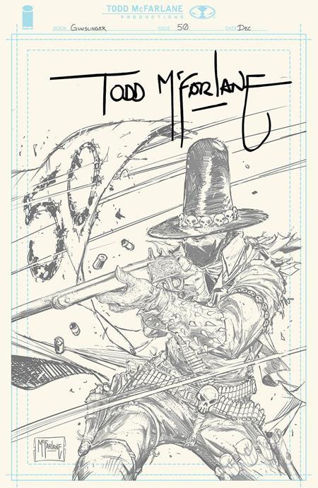 GUNSLINGER SPAWN #50 CVR H INC 1:1000 TODD MCFARLANE SIGNED PENCIL VAR 1:1000 INCV