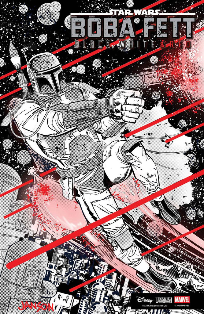 STAR WARS BOBA FETT - BLACK WHITE AND RED #4 DAVE WACHTER VAR 1:25 INCV 1:25 INCV