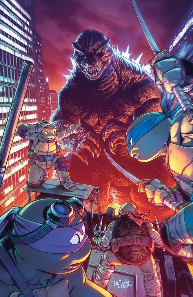 TEENAGE MUTANT NINJA TURTLES X GODZILLA #2 VAR RI 25 SANTOLOUCO FULL ART CVR D 1:25 INCV 1:25 INCV